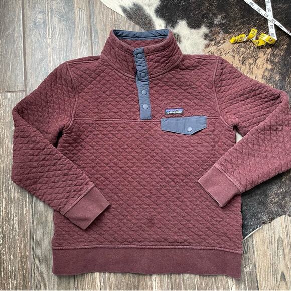 Patagonia Cotton Quilt Snap Pullover Small Red Maroon Sweatshirt Organic - Picture 5 of 8